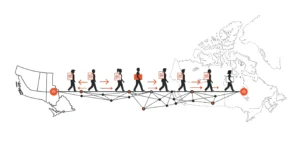 Corporate illustration of the new as of right framework, showing a streamlined path for professionals from other provinces to work in Ontario.