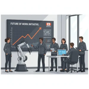 A group of Ontario workers engaged in a training session, highlighting the federal worker reskilling investment.