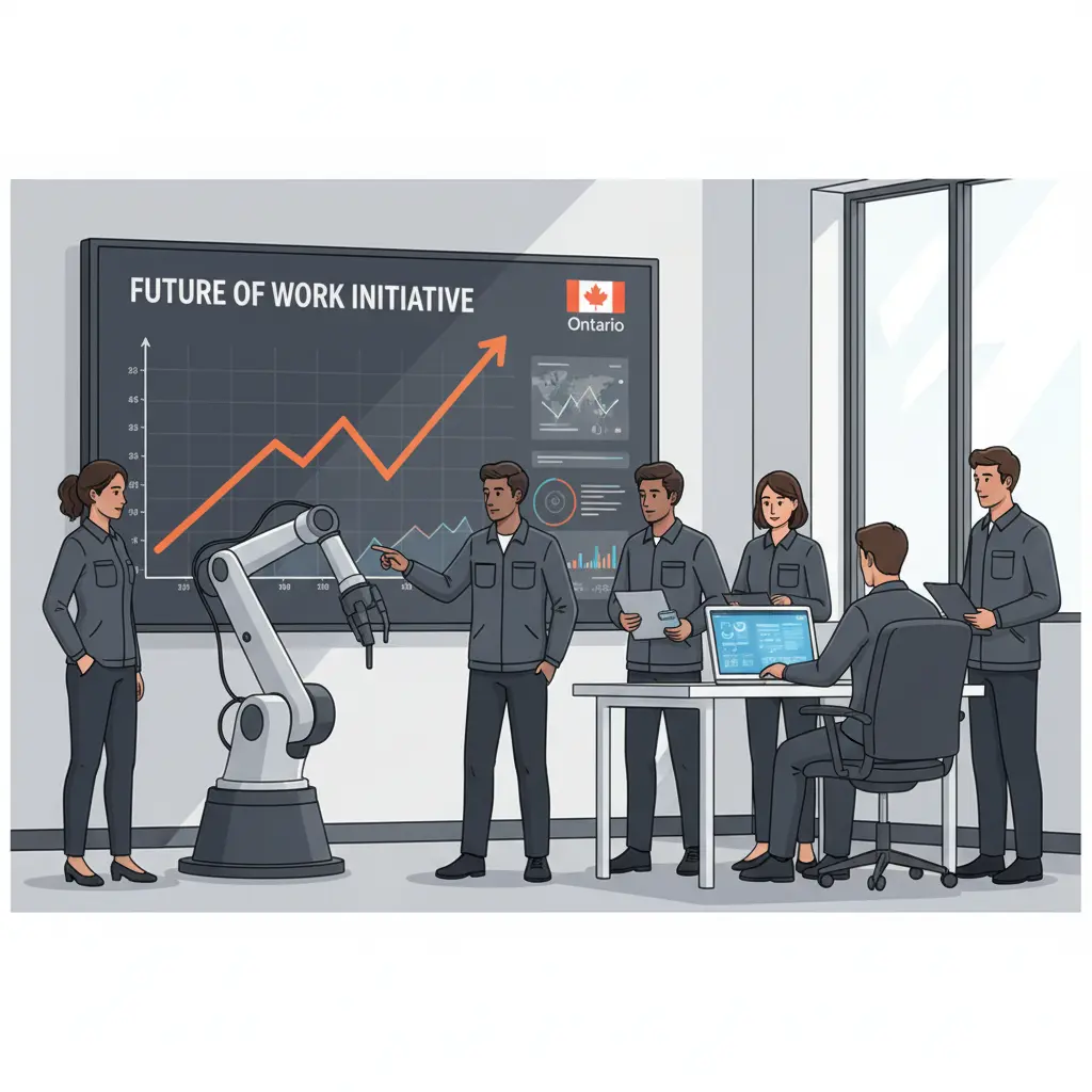A group of Ontario workers engaged in a training session, highlighting the federal worker reskilling investment.