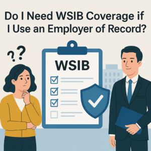 Illustration showing WSIB compliance with an Employer of Record in Ontario.
